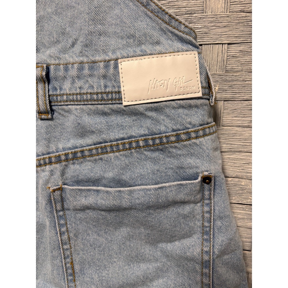 Nasty Gal Womens 6 Denim Shortalls Light Blue Raw Hem Distressed Overalls UK 10 - Picture 5 of 6